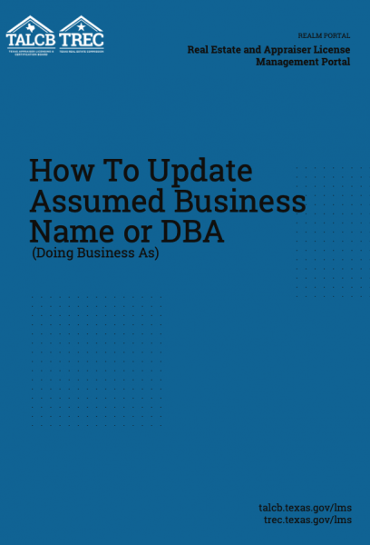 How To Update Assumed Business Name or DBA in the REALM Portal
